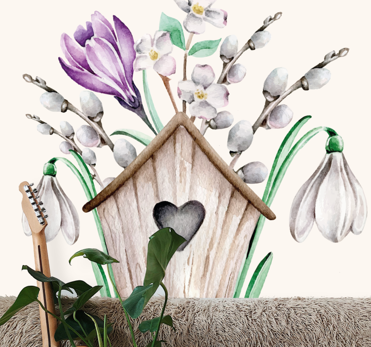 Fototapeter blommor stugblomsterarrangemang - Tenstickers