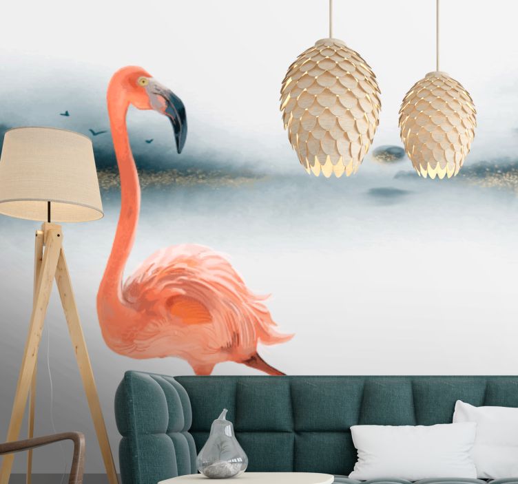 Fototapeter djur elegant flamingo pose - Tenstickers