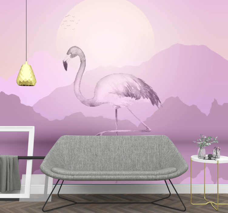 Fototapeter djur elegant flamingo silhuett - Tenstickers
