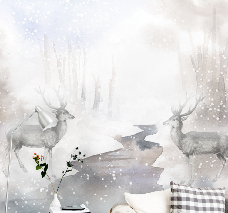 Fototapeter djur majestätisk möte med hjort - Tenstickers