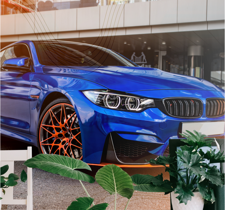 Fototapeter fordon sportig blå bil - Tenstickers