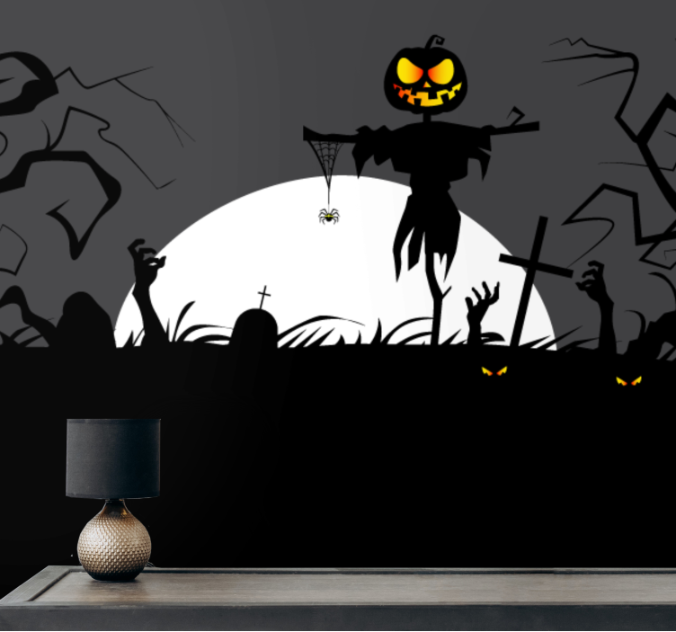 Fototapeter halloween skrämmande pumpa skraja - Tenstickers