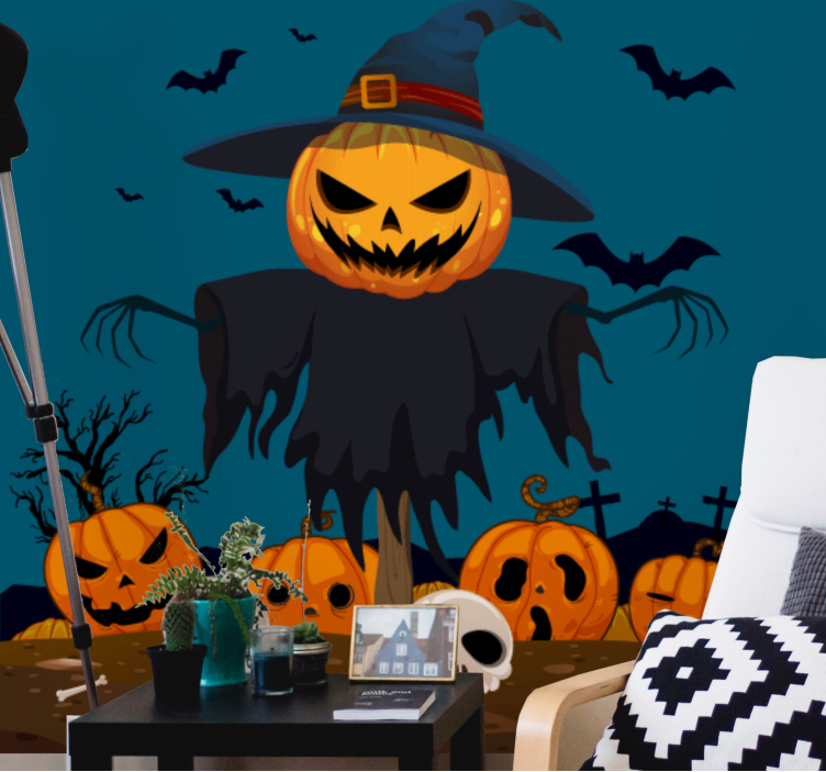 Fototapeter halloween skrämmande pumpa skramla - Tenstickers