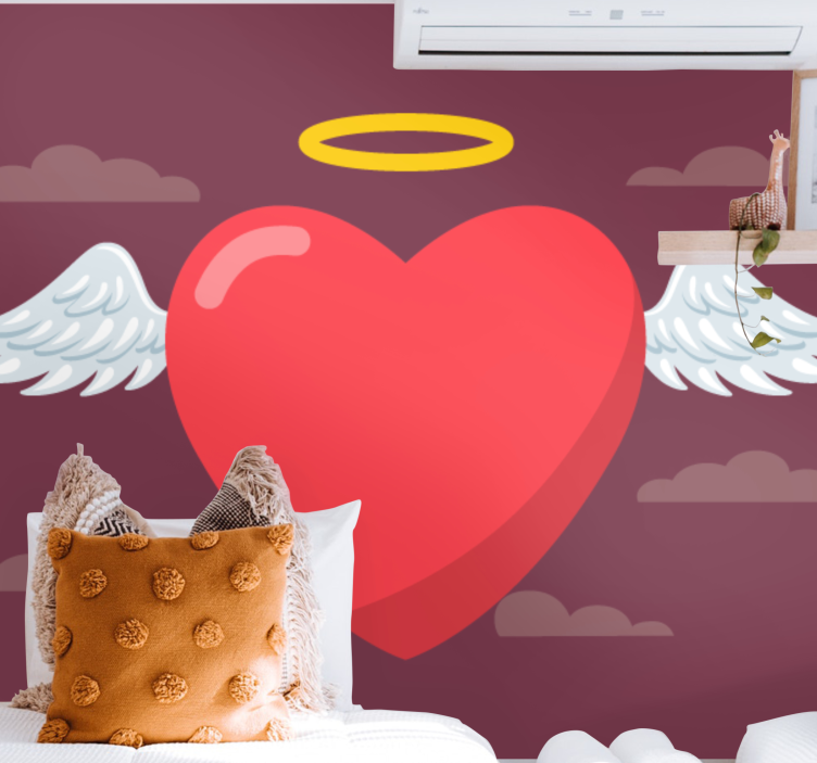 Fototapeter kärlek hjärtat med vingar - Tenstickers