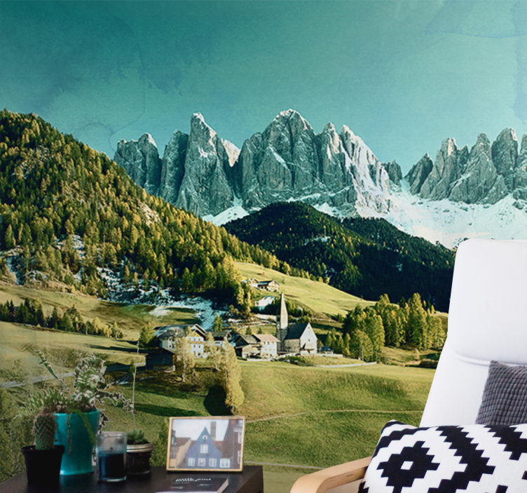 Fototapeter landskap berglandsby landskap - Tenstickers