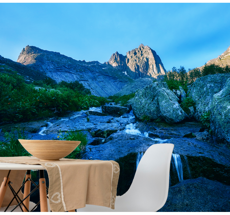 Fototapeter landskap bergsbäckens utsikt - Tenstickers