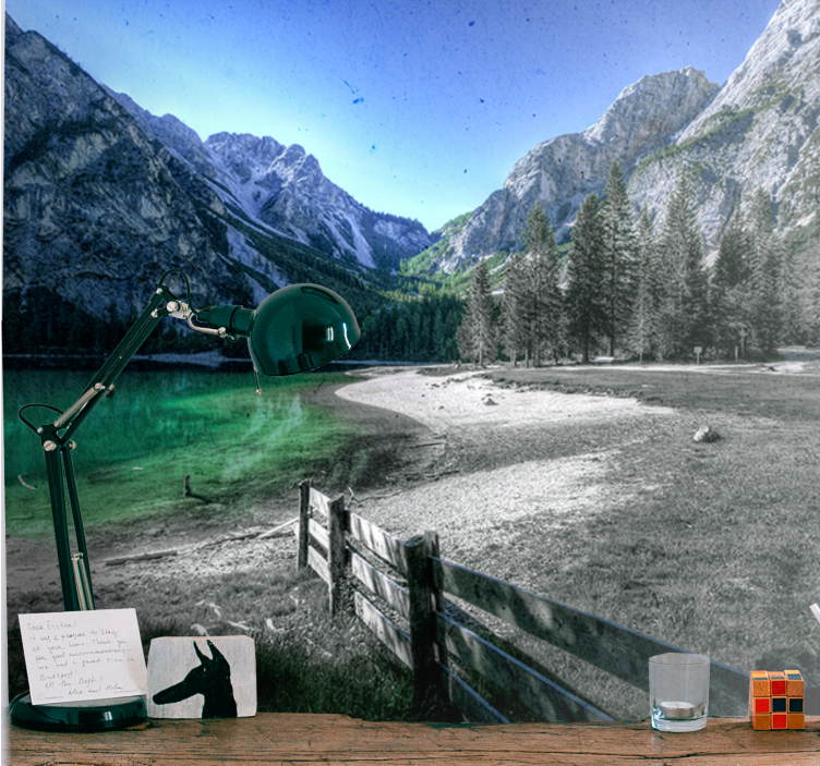 Fototapeter landskap bergsjöens lugn - Tenstickers