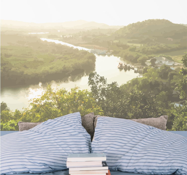 Fototapeter landskap fridfull flodutsikt - Tenstickers