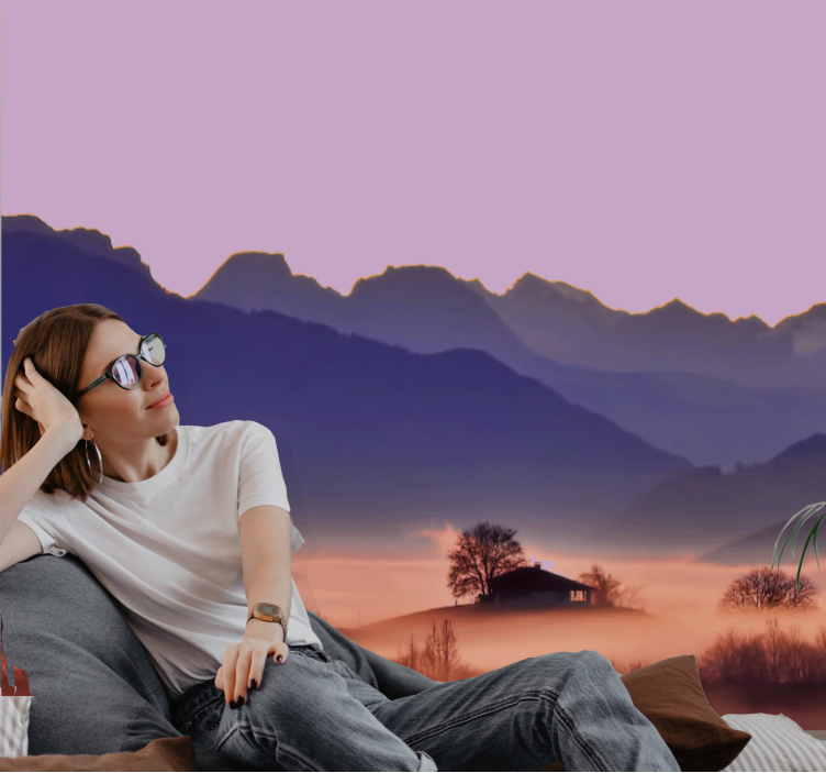 Fototapeter landskap fridfullt berglandskap - Tenstickers