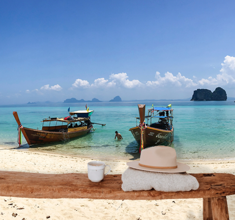 Fototapeter landskap tropisk strandscen - Tenstickers