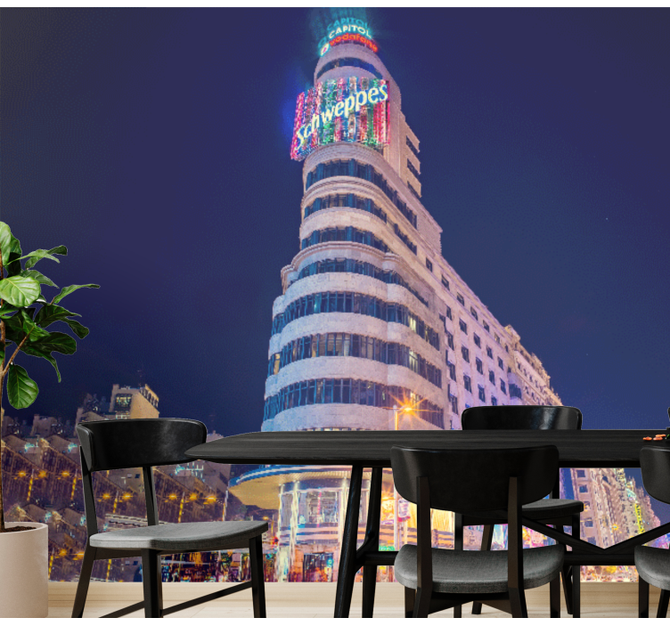 Fototapeter madrid nattvy över madrid - Tenstickers