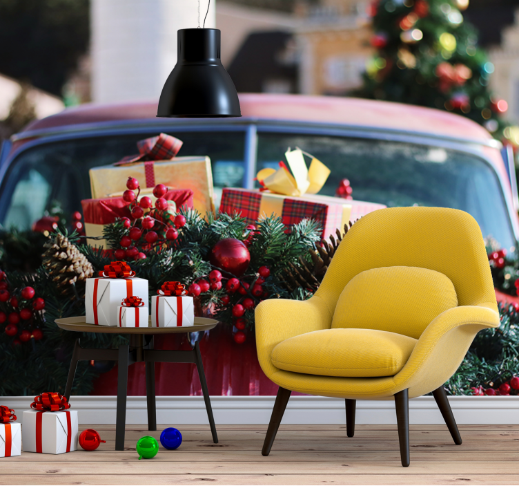 Fototapeter med julmotiv festliga julklappar - Tenstickers