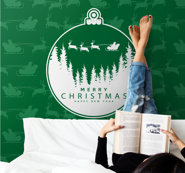 Fototapeter med julmotiv glädjefull vinterlandskap - Tenstickers