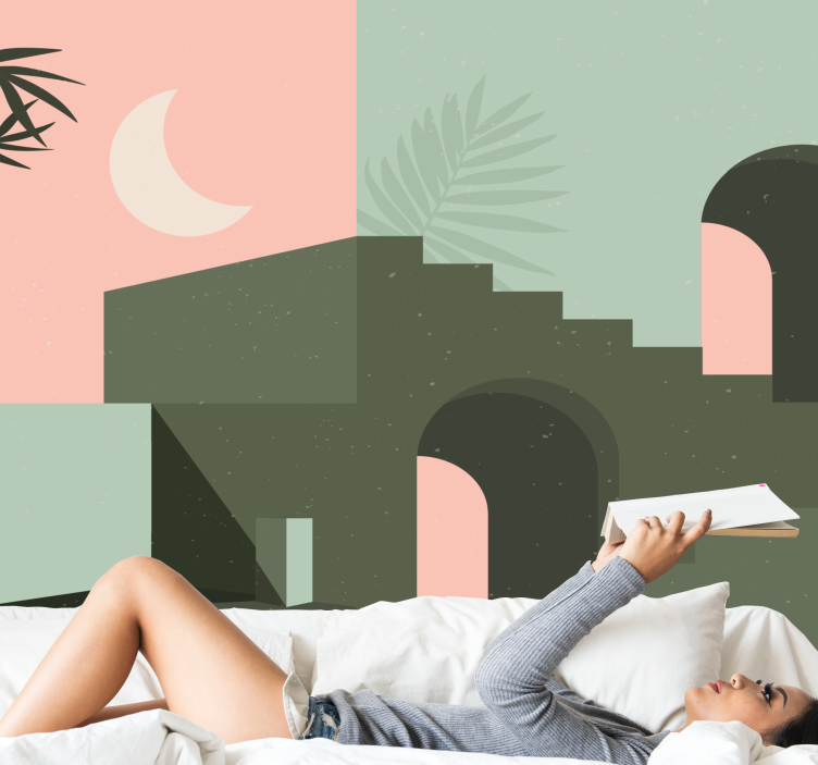 Fototapeter modernt abstrakt geometrisk komposition - Tenstickers