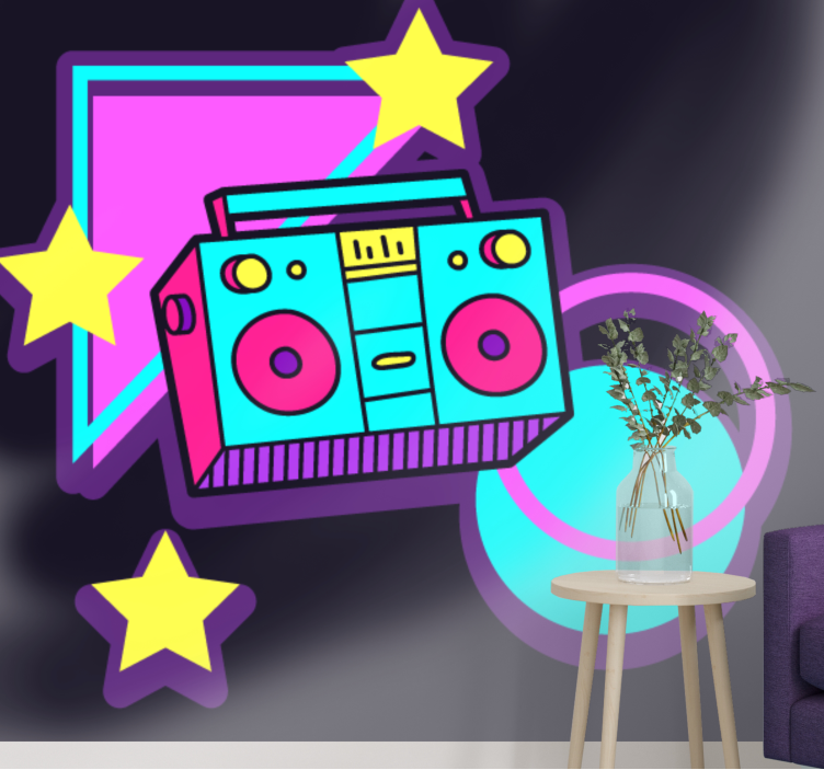 Fototapeter musik retro boombox elementer - Tenstickers