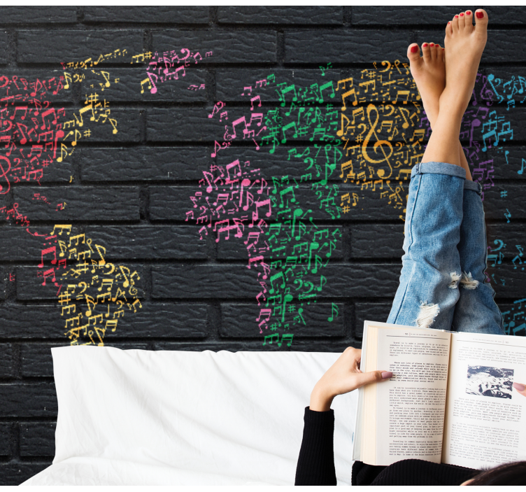 Fototapeter musik världskarta med musik - Tenstickers