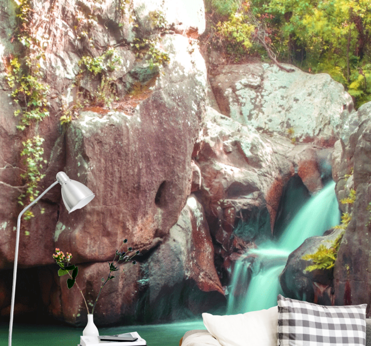 Fototapeter natur fridfullt vattenfall landskap - Tenstickers