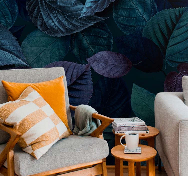 Fototapeter natur mjuka bladmönster - Tenstickers