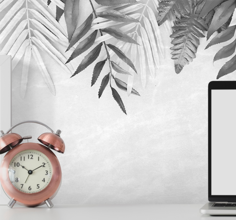 Fototapeter natur monokroma bladmönster - Tenstickers