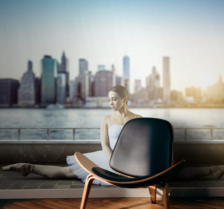 Fototapeter personer balettdansare stadssilhuett - Tenstickers