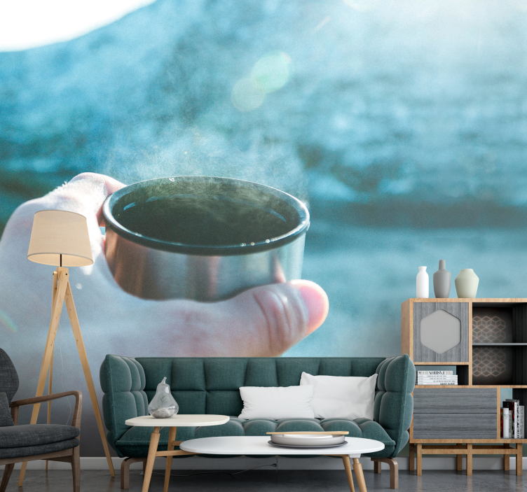 Fototapeter personer händer håller dryck - Tenstickers