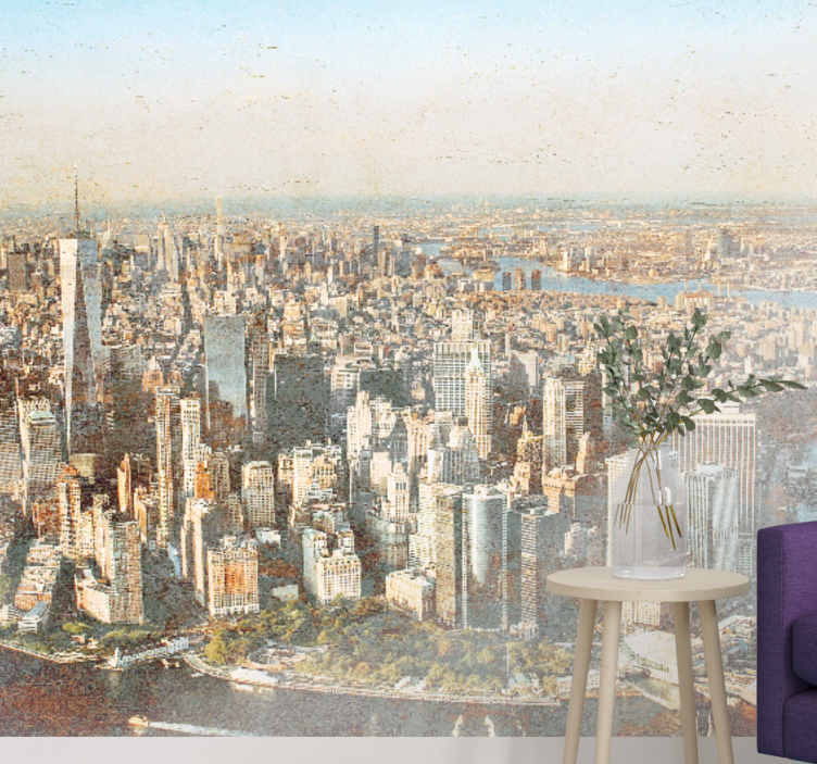 Fototapeter städer och länder aerial view manhattan - Tenstickers