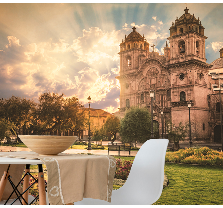 Fototapeter städer och länder cusco katedral solnedgång - Tenstickers