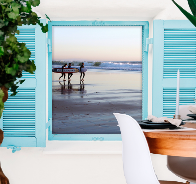 Fototapeter städer och länder surfscen på stranden - Tenstickers