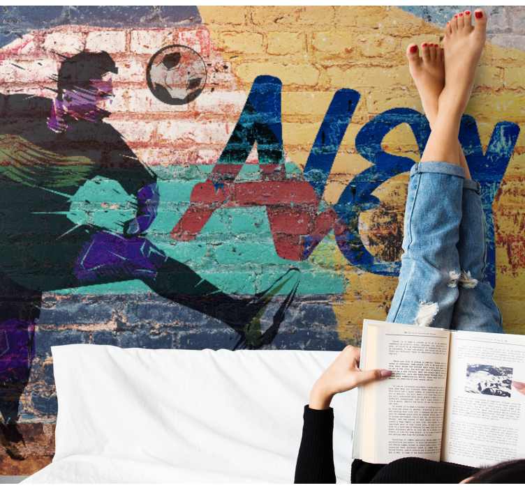 Fototapeter urban konst fotbollsspelare action - Tenstickers