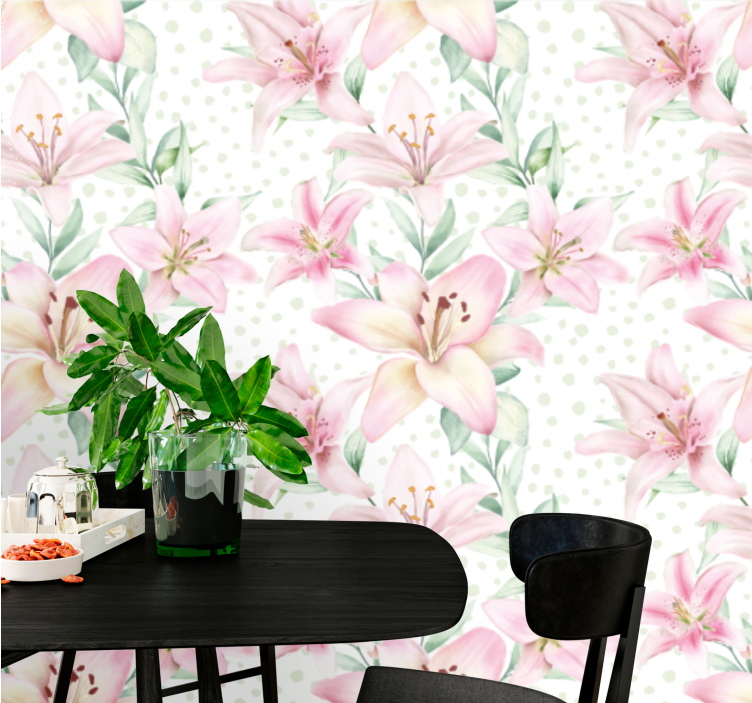 Fototapeter vallmor delikat lilje blommig - Tenstickers