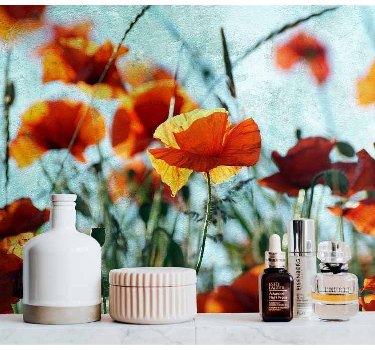 Fototapeter vallmor livliga vallmo blommor - Tenstickers