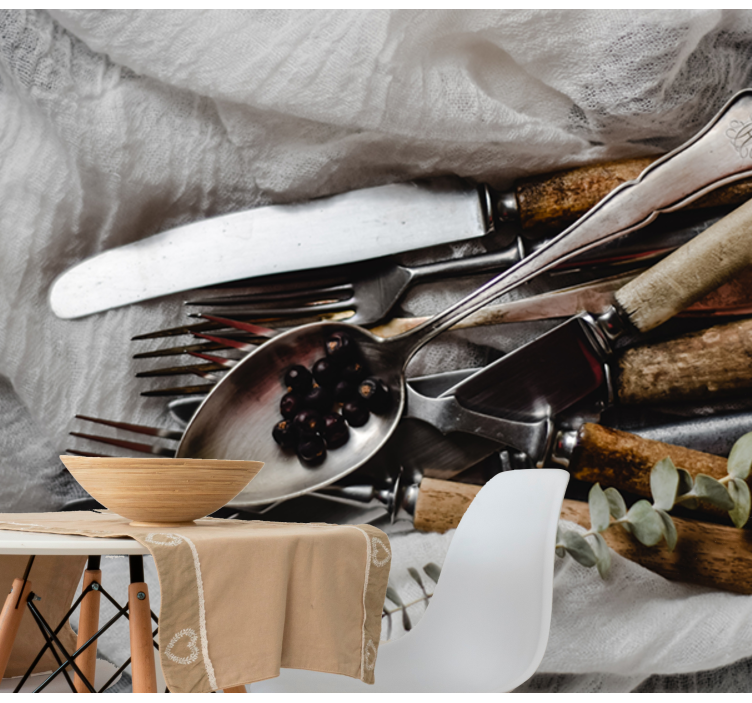 Gaffel och sked matsal fototapeta - Tenstickers