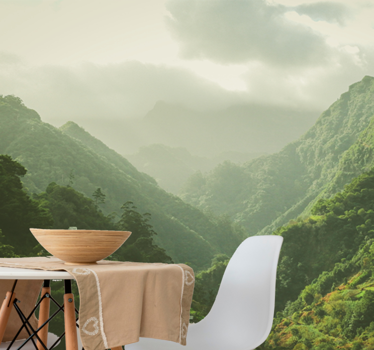 Gröna berg solig dag berg fototapet - Tenstickers