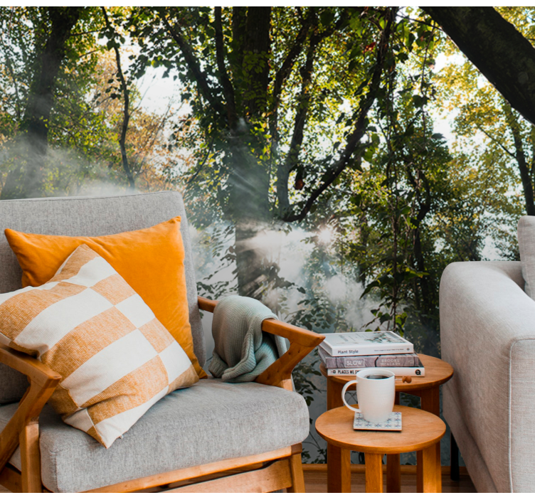 Grön tjock skog natur fototapeta - Tenstickers