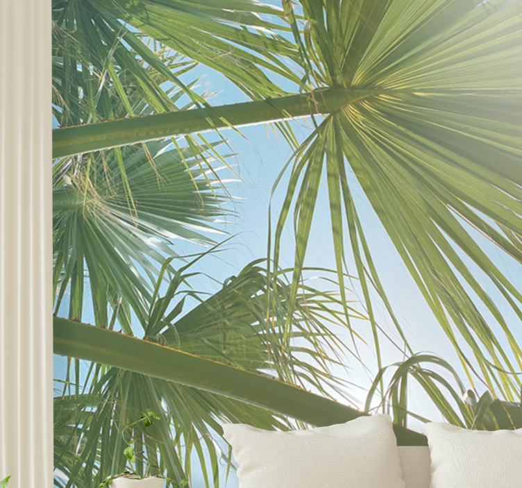 Fototapet gröna tropiska blad skog - Tenstickers