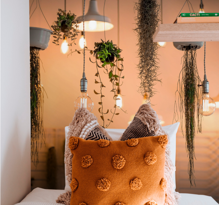 Hängande lökar och växt sovrum fototapeta tapeter - Tenstickers