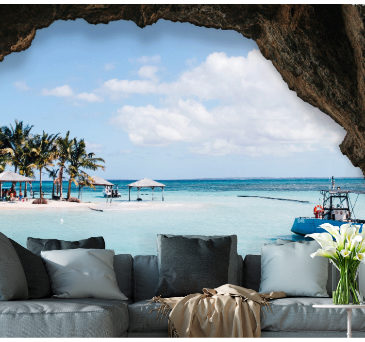 Havslandskap från grottan fototapeta 3d - Tenstickers