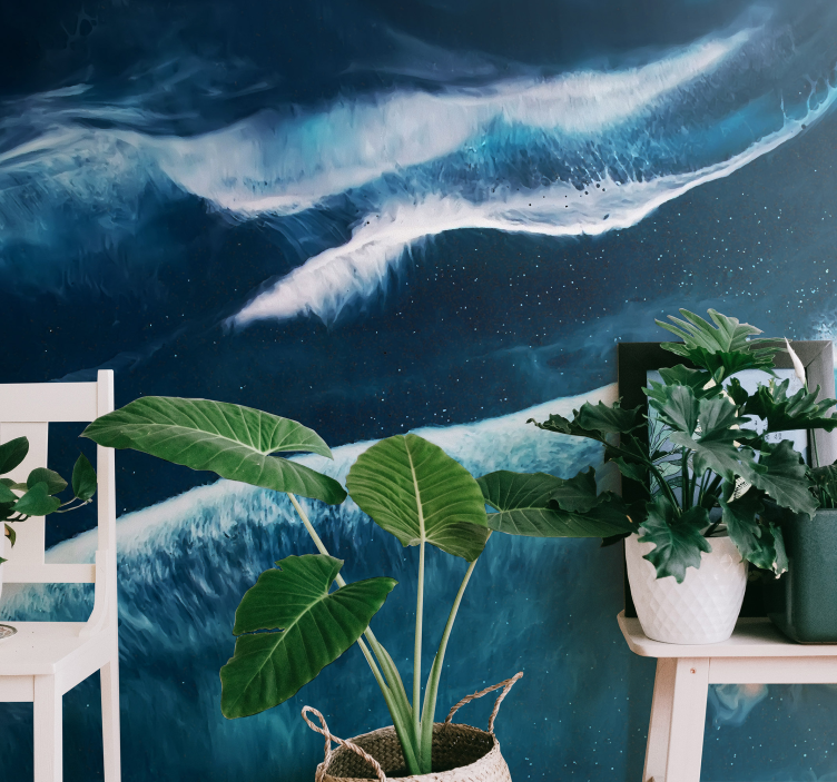 Havsvågor i vattenfärgtoner fototapet - Tenstickers