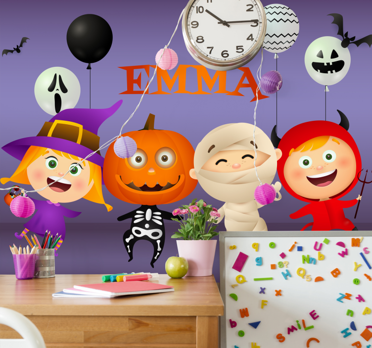 Glad halloween teckning fototapet - Tenstickers