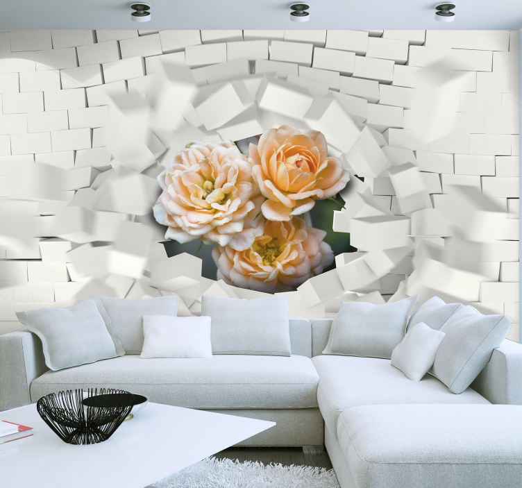 Mauer blume 3d fototapet - Tenstickers