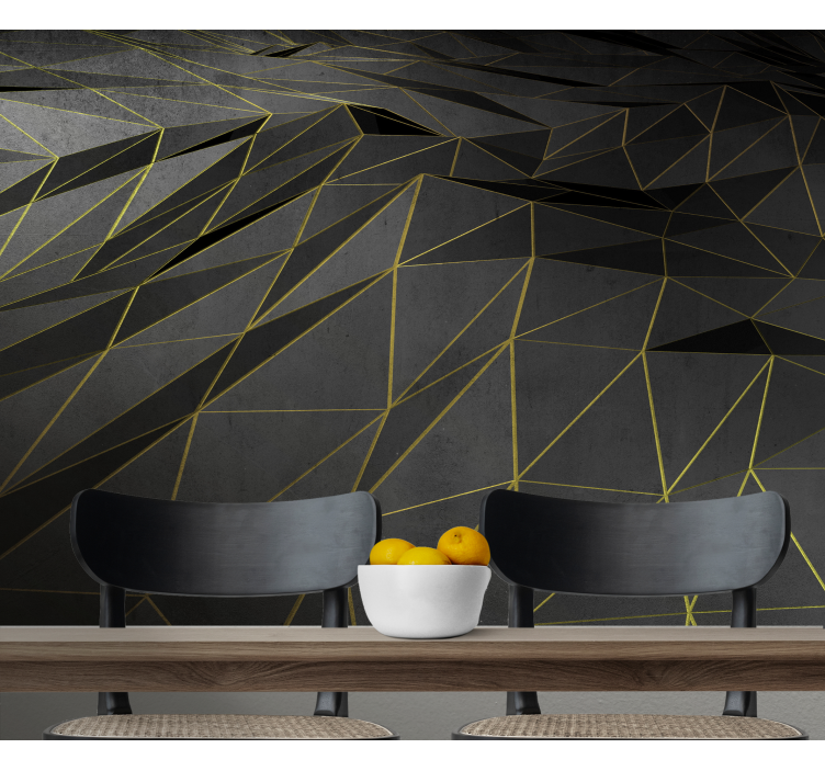 Modern svart & guld 3d fototapeta - Tenstickers