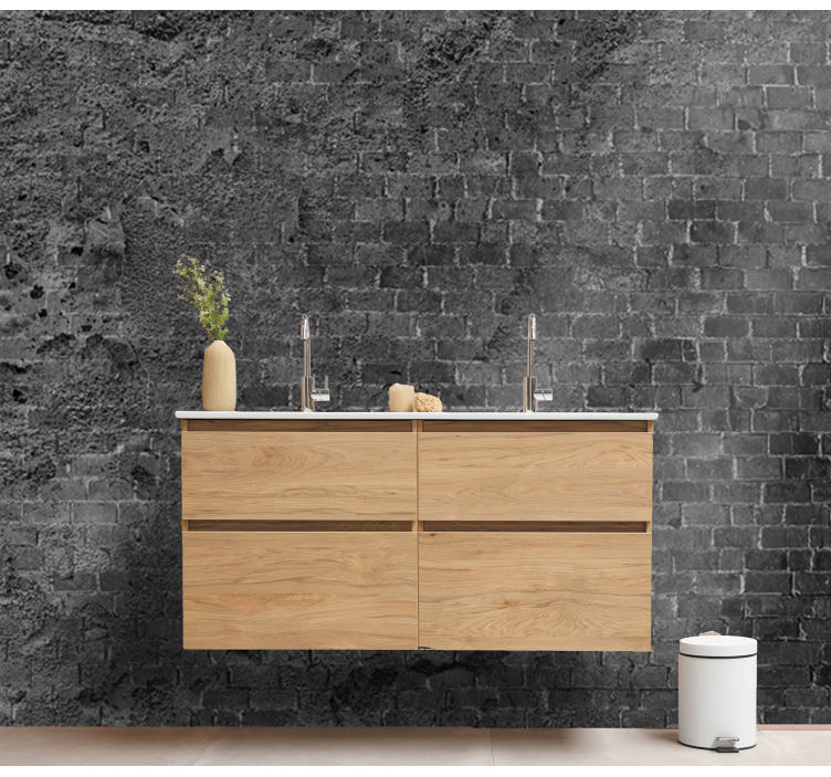 Mörkt skadat tegelvägg fototapeta - Tenstickers