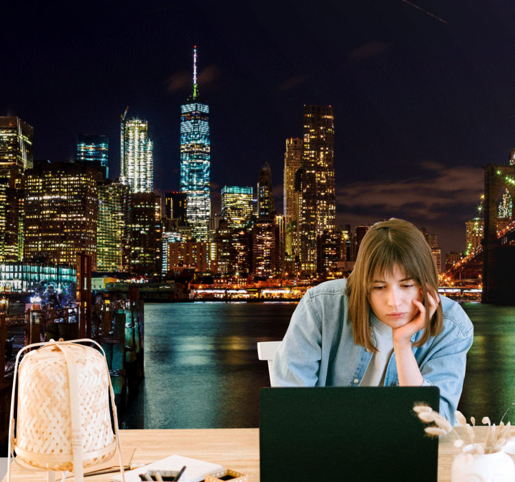 Tapet i new york city på natten - Tenstickers