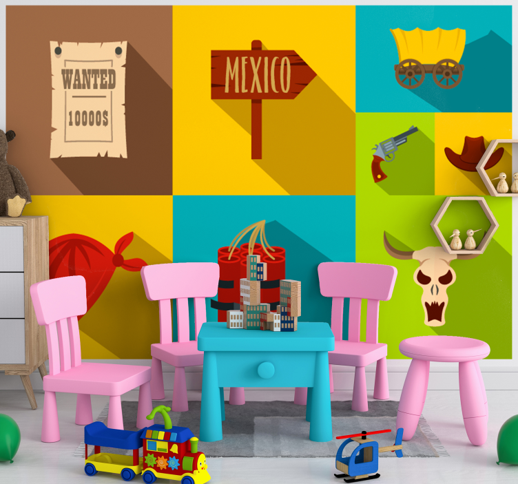 Fototapeter barnens temat wanted mexico - Tenstickers