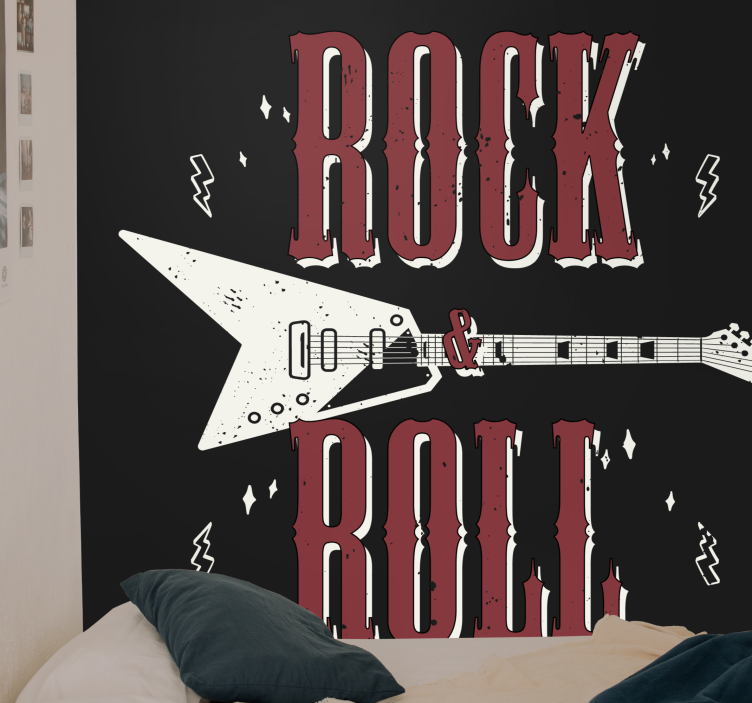 Rock n 'roll med gitarrdesign fototapeter - Tenstickers