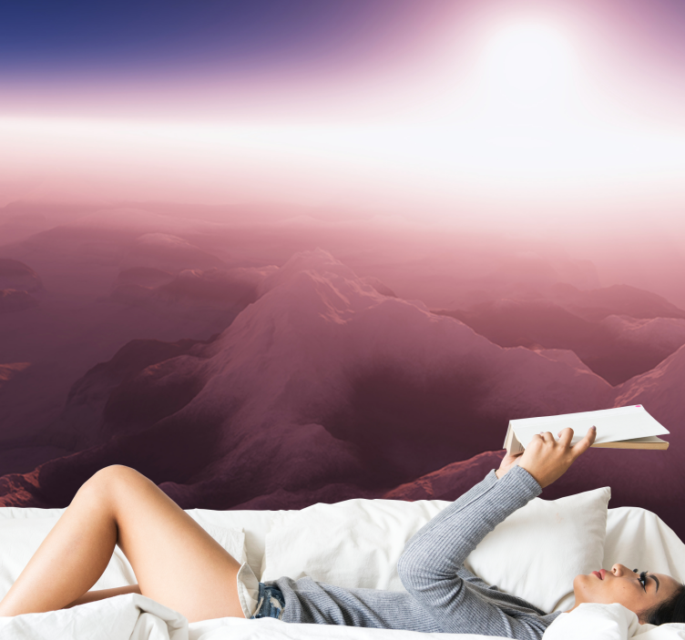 Rosa solnedgång i den arktiska berget fototapeta - Tenstickers