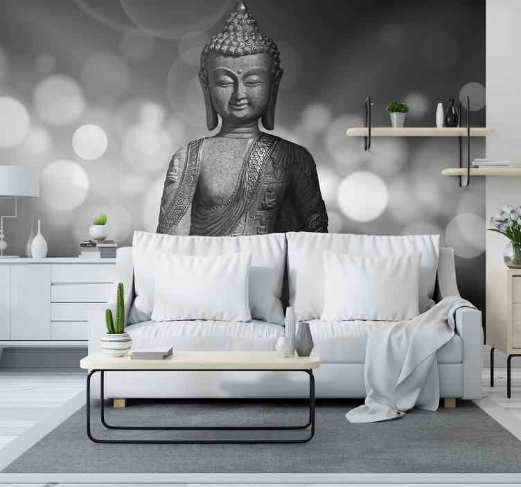 Silver buddha zen fototapet - Tenstickers