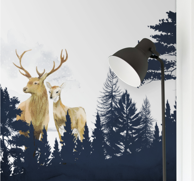 Fototapet av skogsvänner i skandinavisk stil - Tenstickers