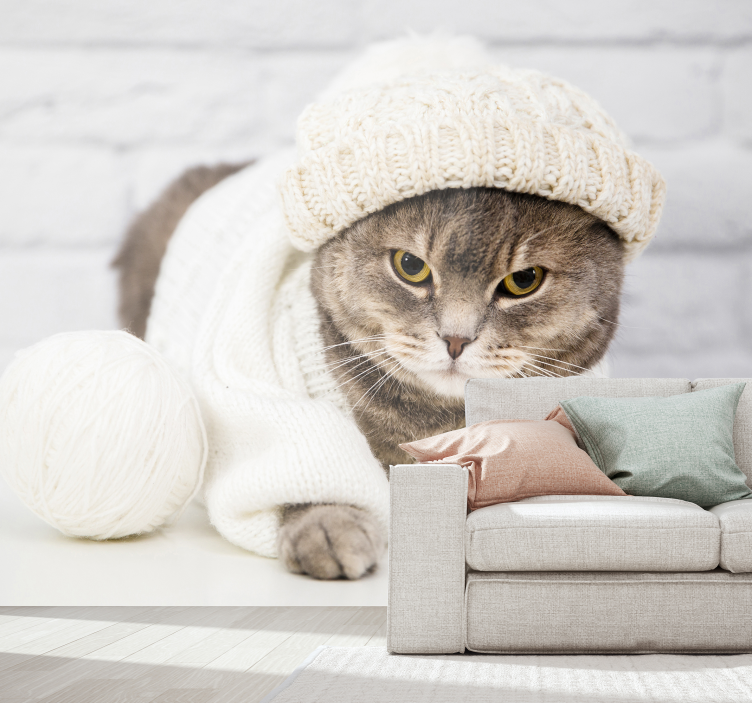 Söt brun katt fotovägg - Tenstickers