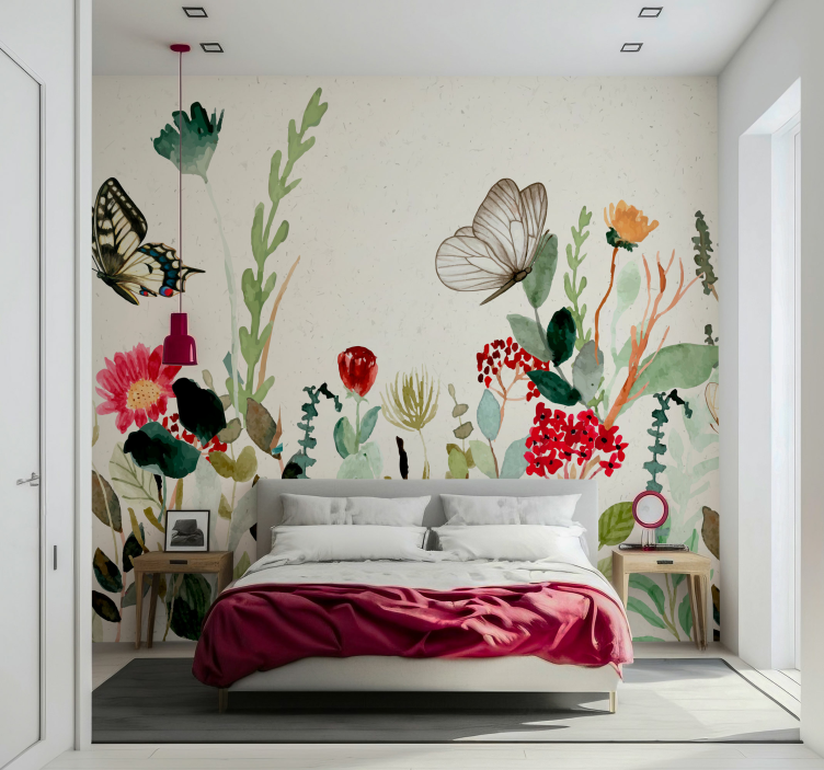 Stor botanisk illustration tapet - Tenstickers